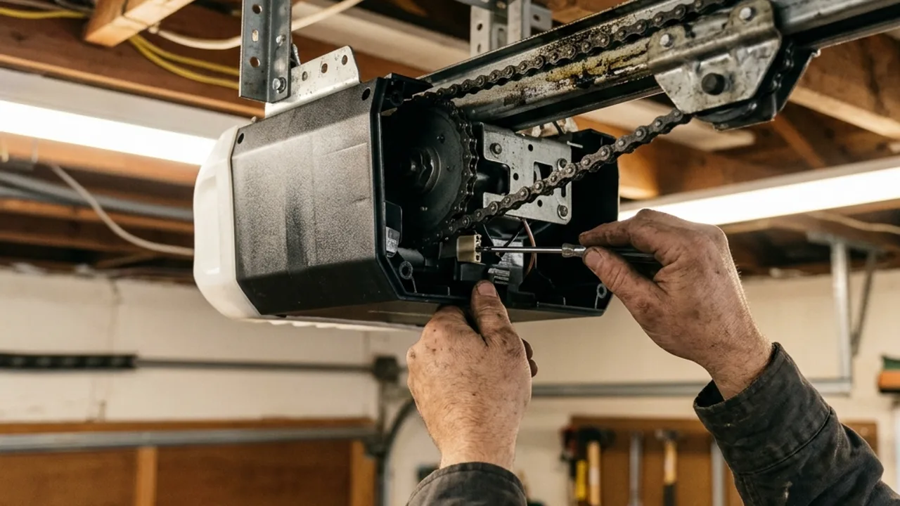 Garage door opener repairs and motor unit diagnosis on a Brisbane garage