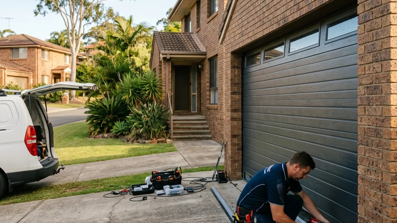 New garage door installation, fitting a sectional door and opener in Brisbane