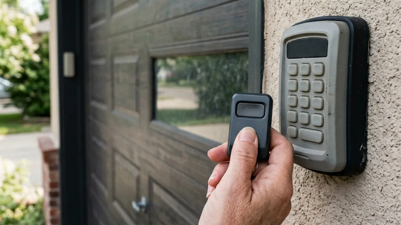 Garage door remote programming and entry keypad setup on a Brisbane garage